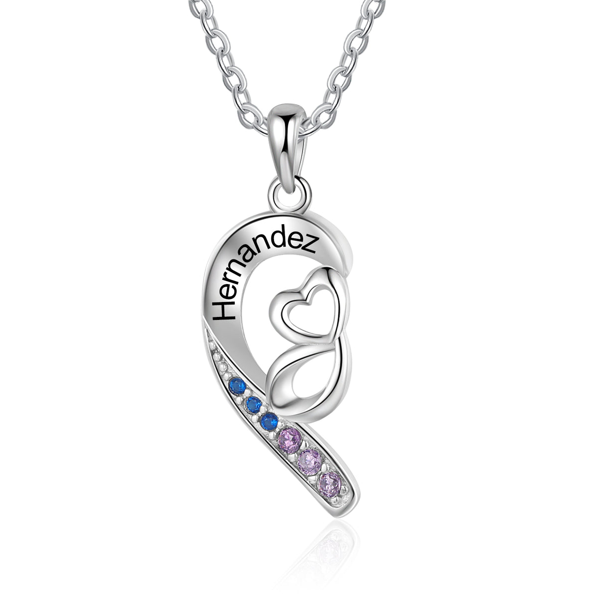 Split Heart Four Leaf Clover Name Necklace Set