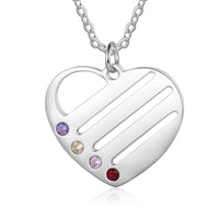 Family Heart Name Necklace with 2 to 4 Birthstones