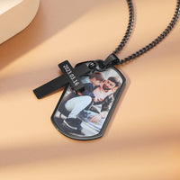 Men's Photo Dog Tag Necklace with Cross