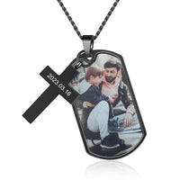 Men's Photo Dog Tag Necklace with Cross