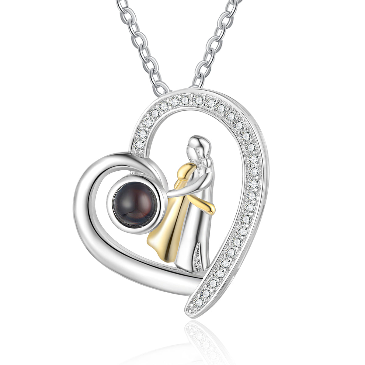 Mother and Child Heart Photo Projection Necklace