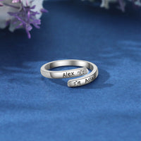 Pet Paw Print Name Ring, Adjustable