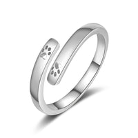 Pet Paw Print Name Ring, Adjustable