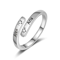 Pet Paw Print Name Ring, Adjustable