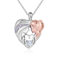 Mother and Daughter Name Heart Necklace