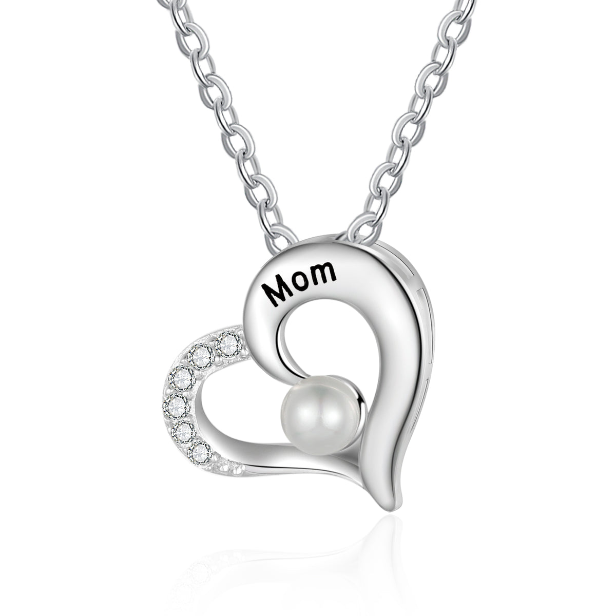 Stacked Hearts Pearl Name Necklace
