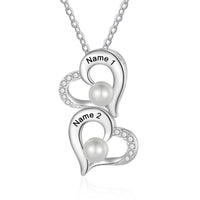 Stacked Hearts Pearl Name Necklace