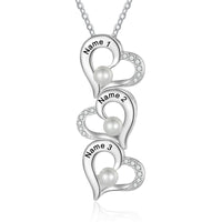Stacked Hearts Pearl Name Necklace