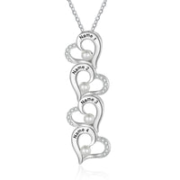 Stacked Hearts Pearl Name Necklace