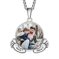 Dad Baby Feet Photo Necklace with Names