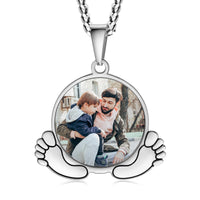 Dad Baby Feet Photo Necklace with Names