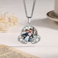 Dad Baby Feet Photo Necklace with Names