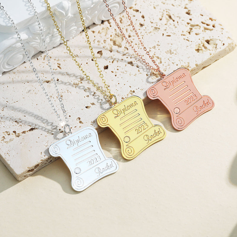 Graduation Diploma Scroll Name Necklace