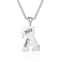 Initial Letter Graduation Cap Name Necklace