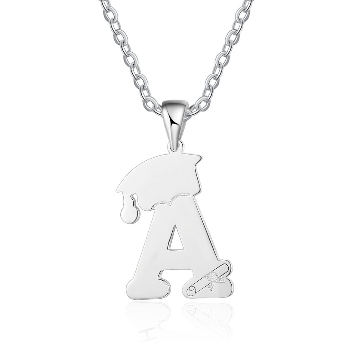 Initial Letter Graduation Cap Name Necklace