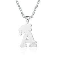Initial Letter Graduation Cap Name Necklace