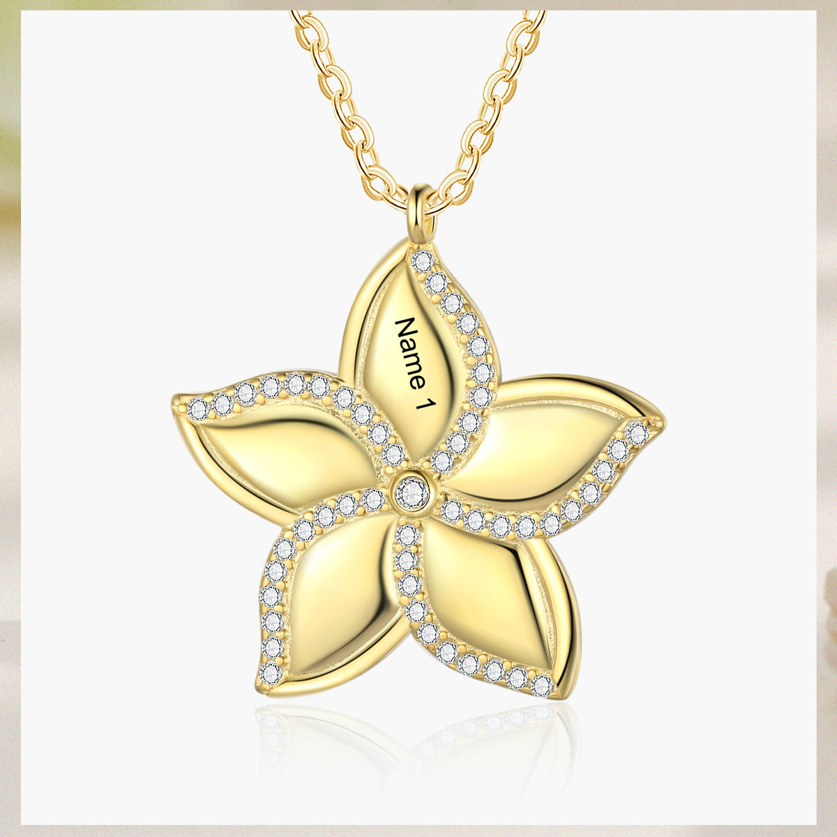 Star Flower Name Necklace, 1 to 5 Names