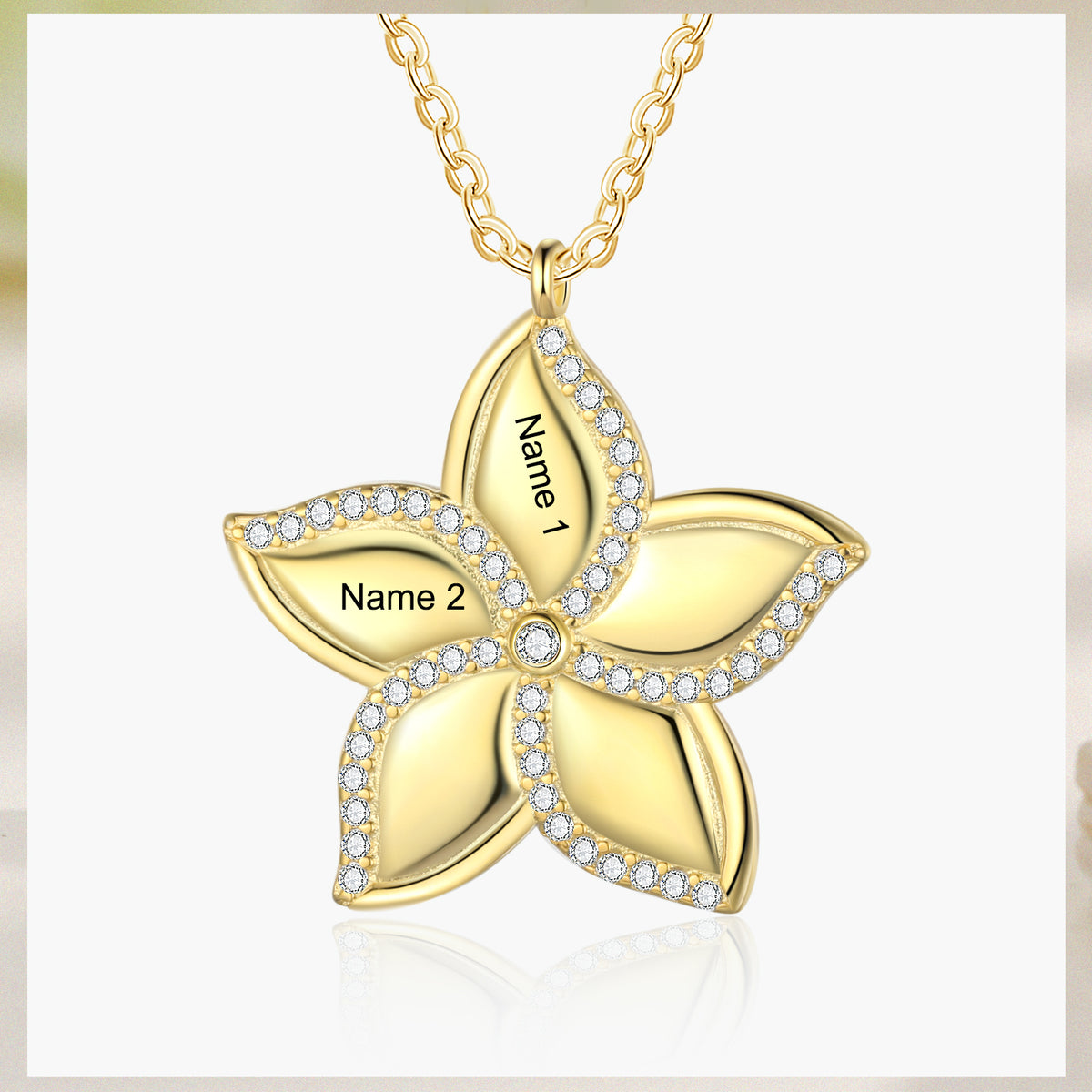 Star Flower Name Necklace, 1 to 5 Names