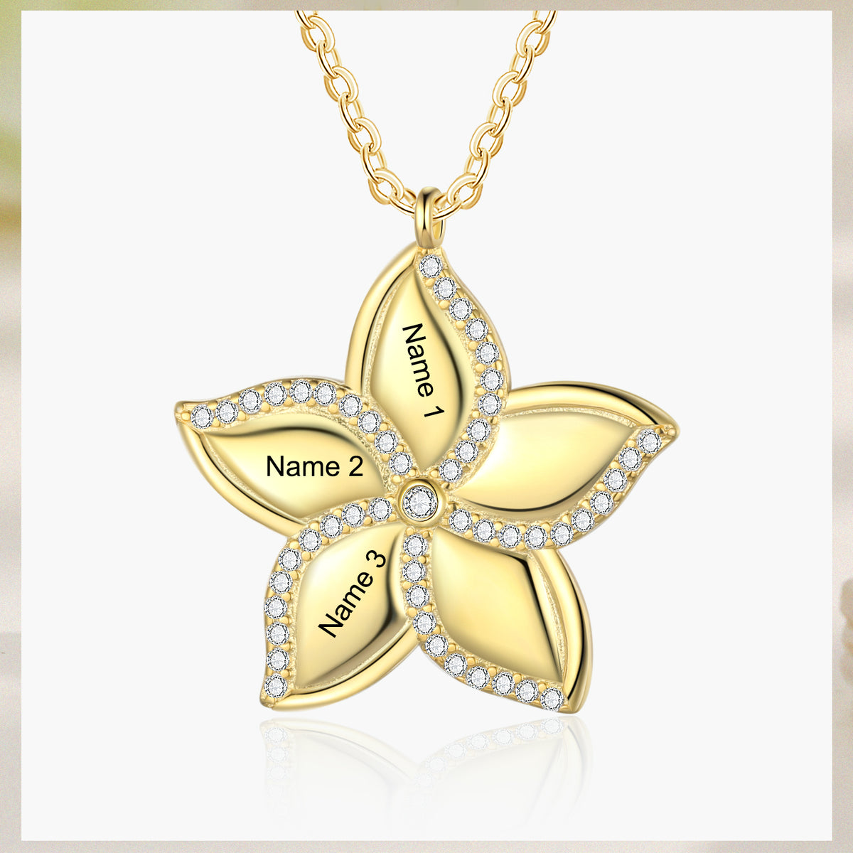 Star Flower Name Necklace, 1 to 5 Names