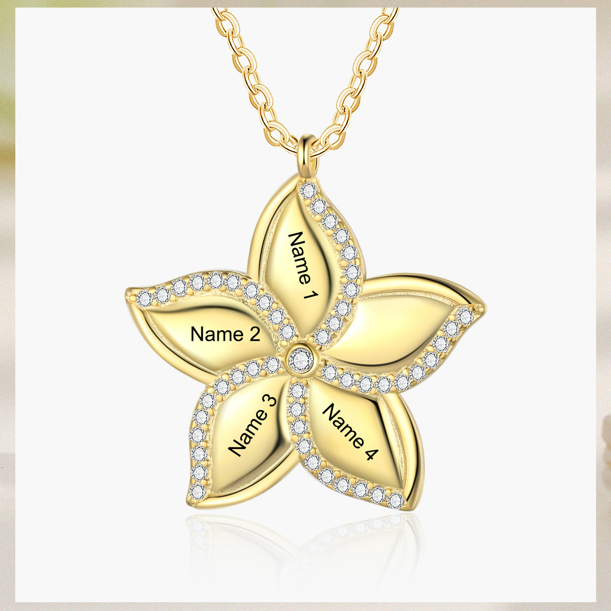 Star Flower Name Necklace, 1 to 5 Names