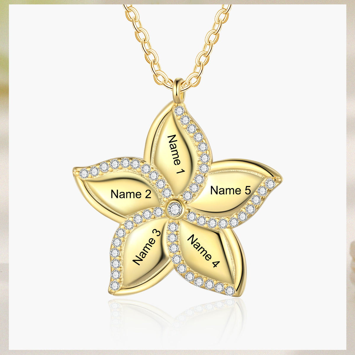 Star Flower Name Necklace, 1 to 5 Names