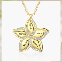 Star Flower Name Necklace, 1 to 5 Names