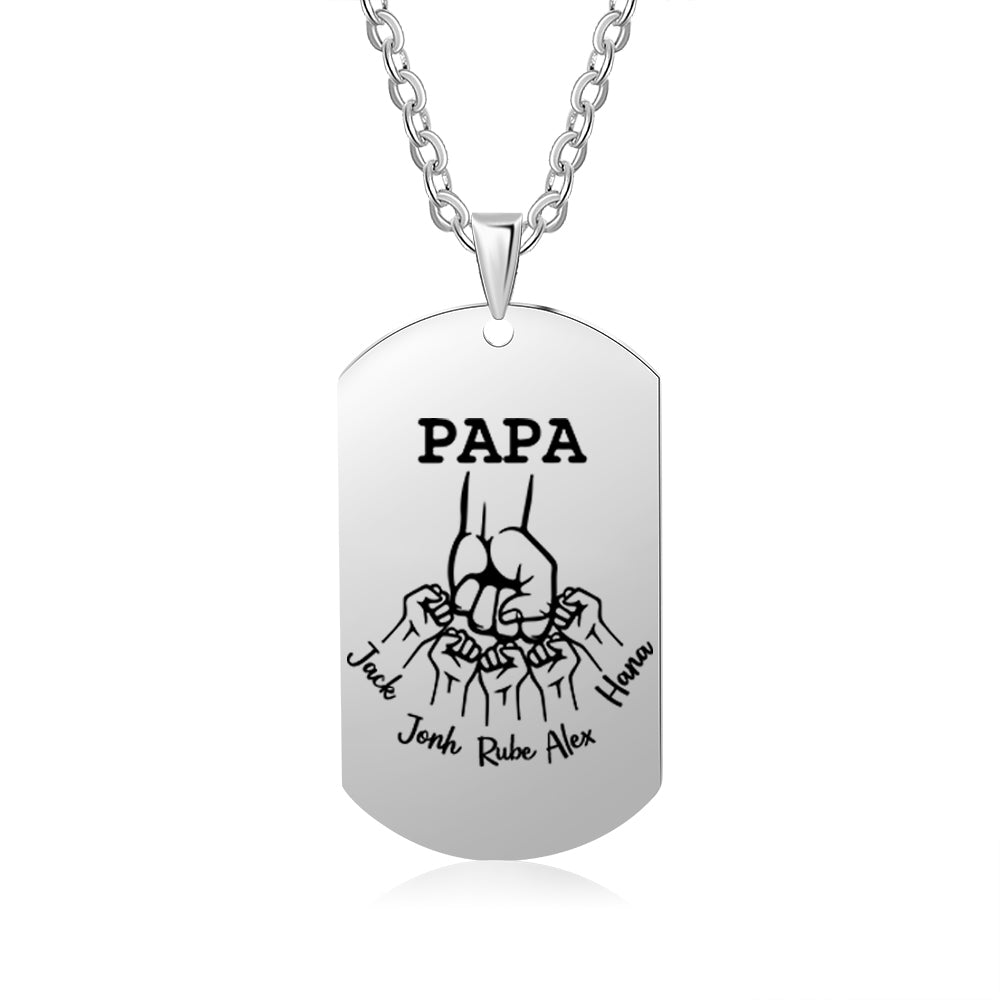Engraved Photo Dog Tag Necklace with 1 to 5 Names