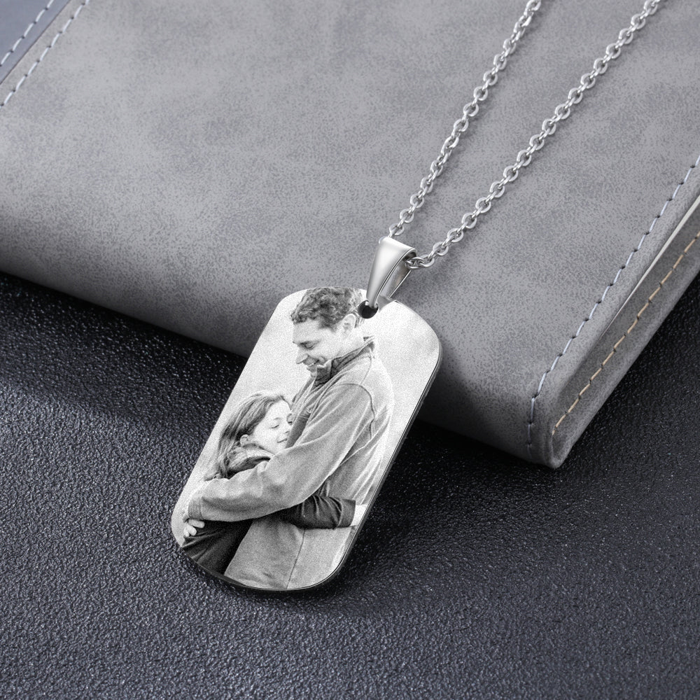 Engraved Photo Dog Tag Necklace with 1 to 5 Names