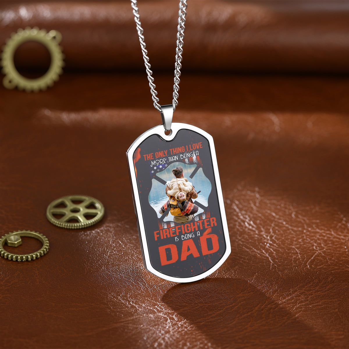 Dad Color Photo Dog Tag Necklace