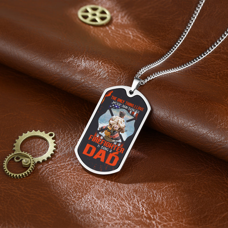 Dad Color Photo Dog Tag Necklace