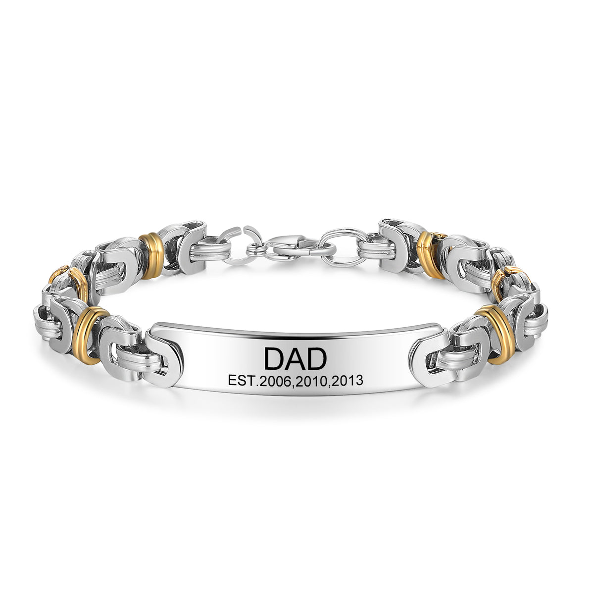 Men's Engraved Dad ID Link Bracelet