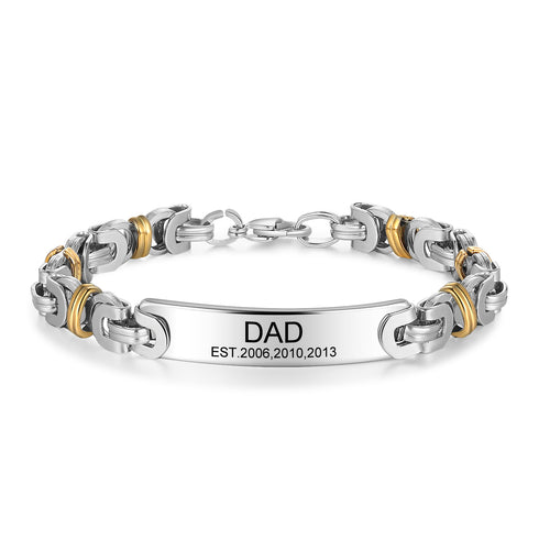 Men's Engraved Dad ID Link Bracelet