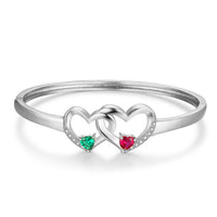 Double Heart Birthstone Bangle