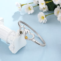 Double Heart Birthstone Bangle