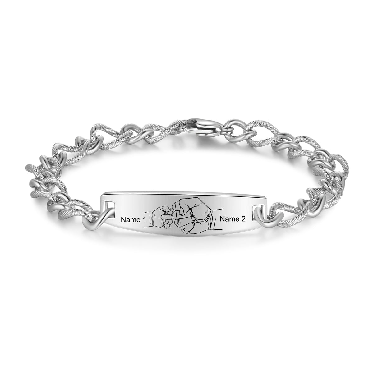Men's Figaro Chain Photo and Name ID Bracelet
