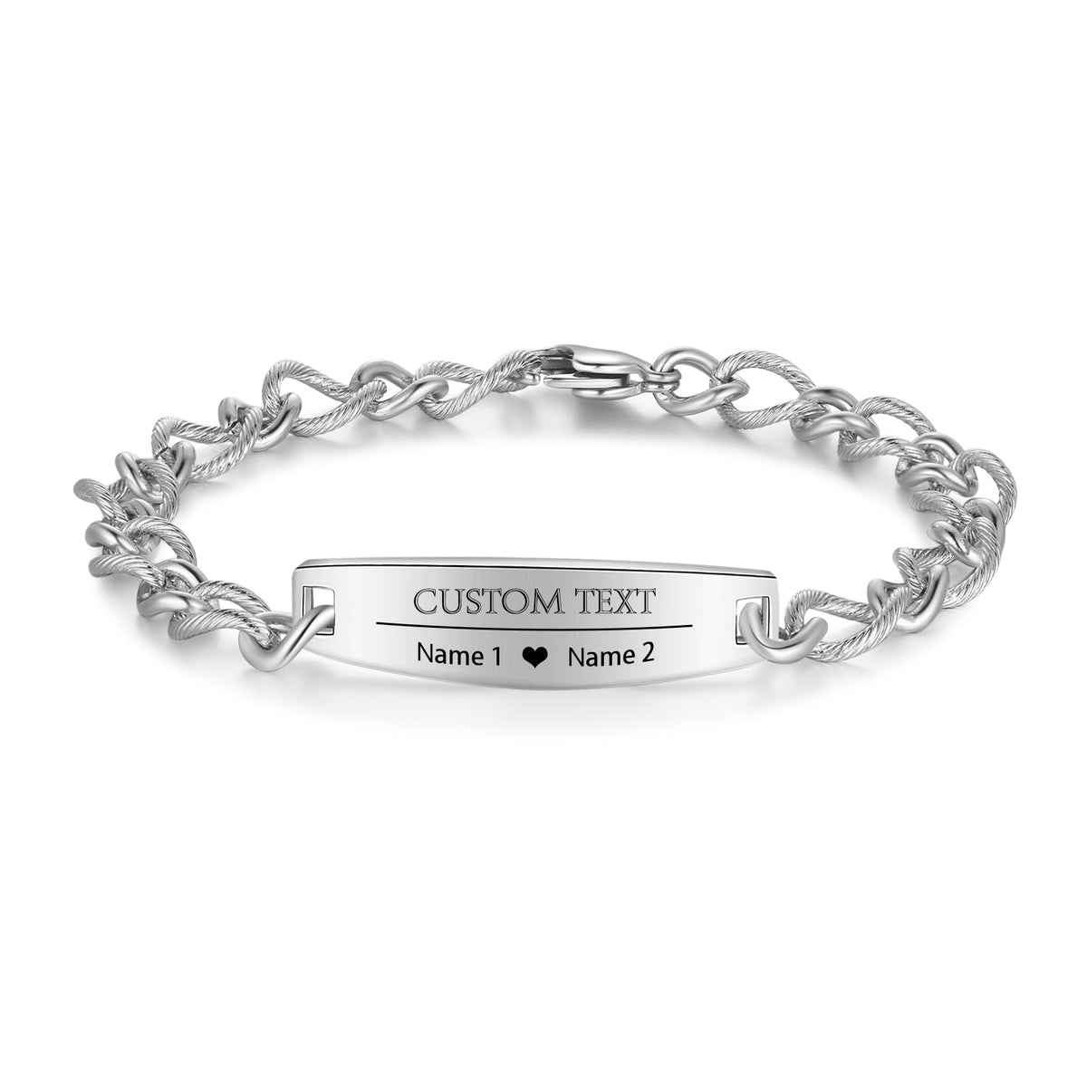 Men's Figaro Chain Photo and Name ID Bracelet