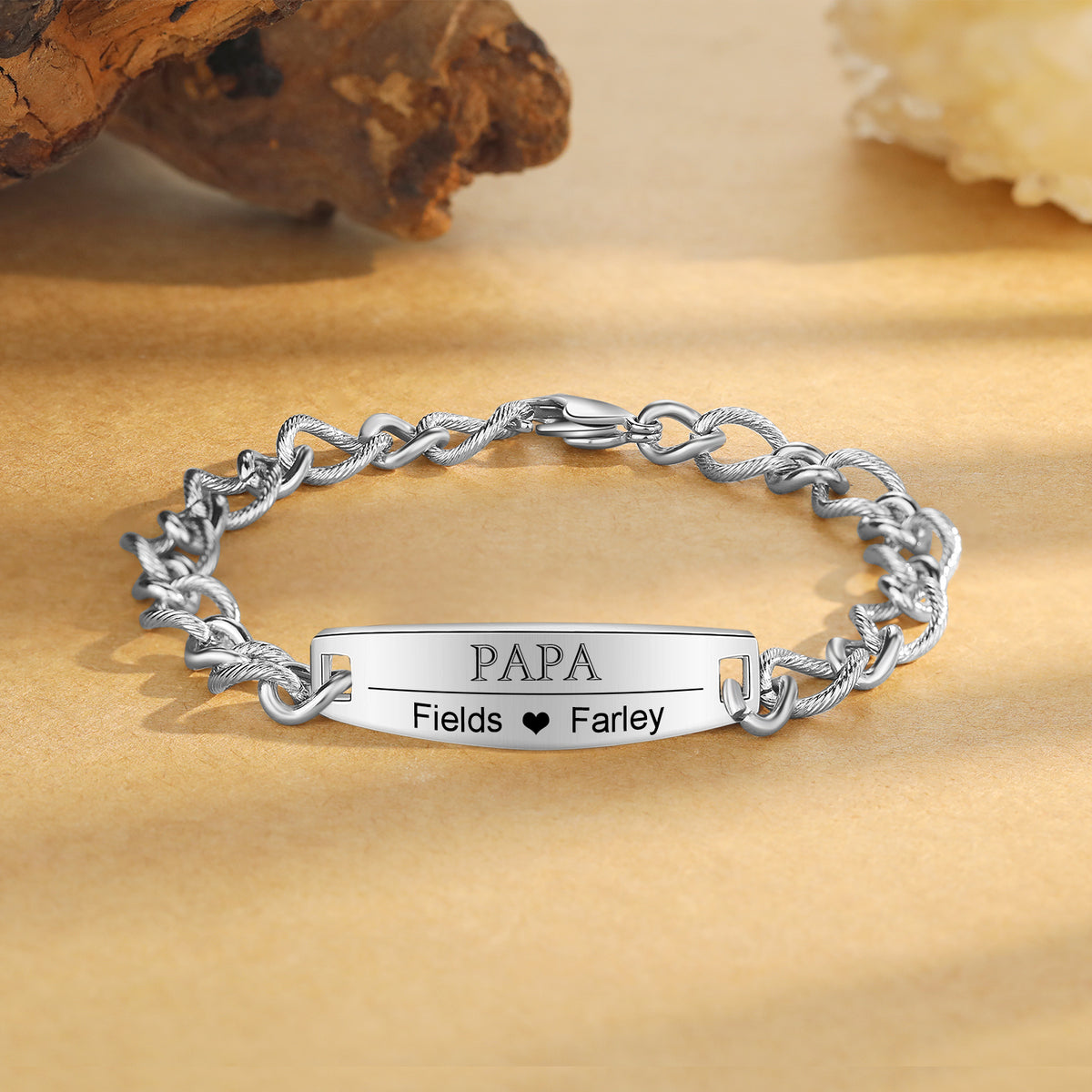 Men's Figaro Chain Photo and Name ID Bracelet