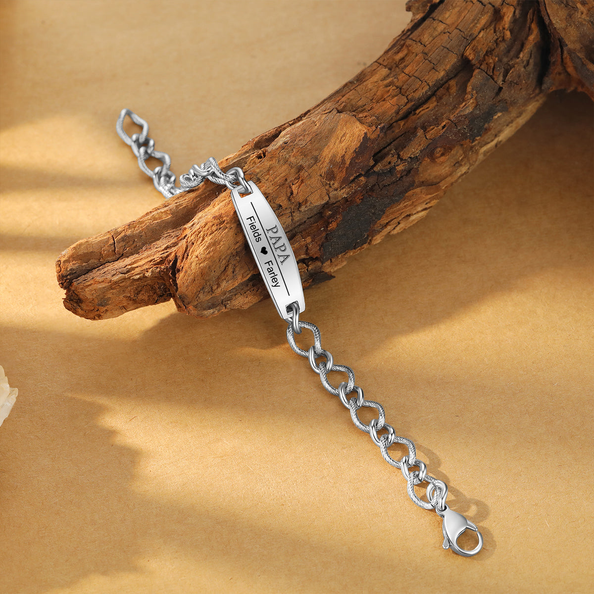 Men's Figaro Chain Photo and Name ID Bracelet