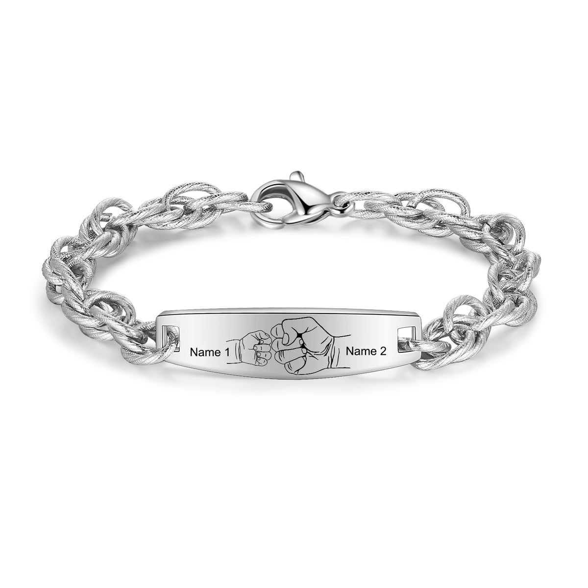 Men's Chunky Cable Chain Photo and Name ID Bracelet