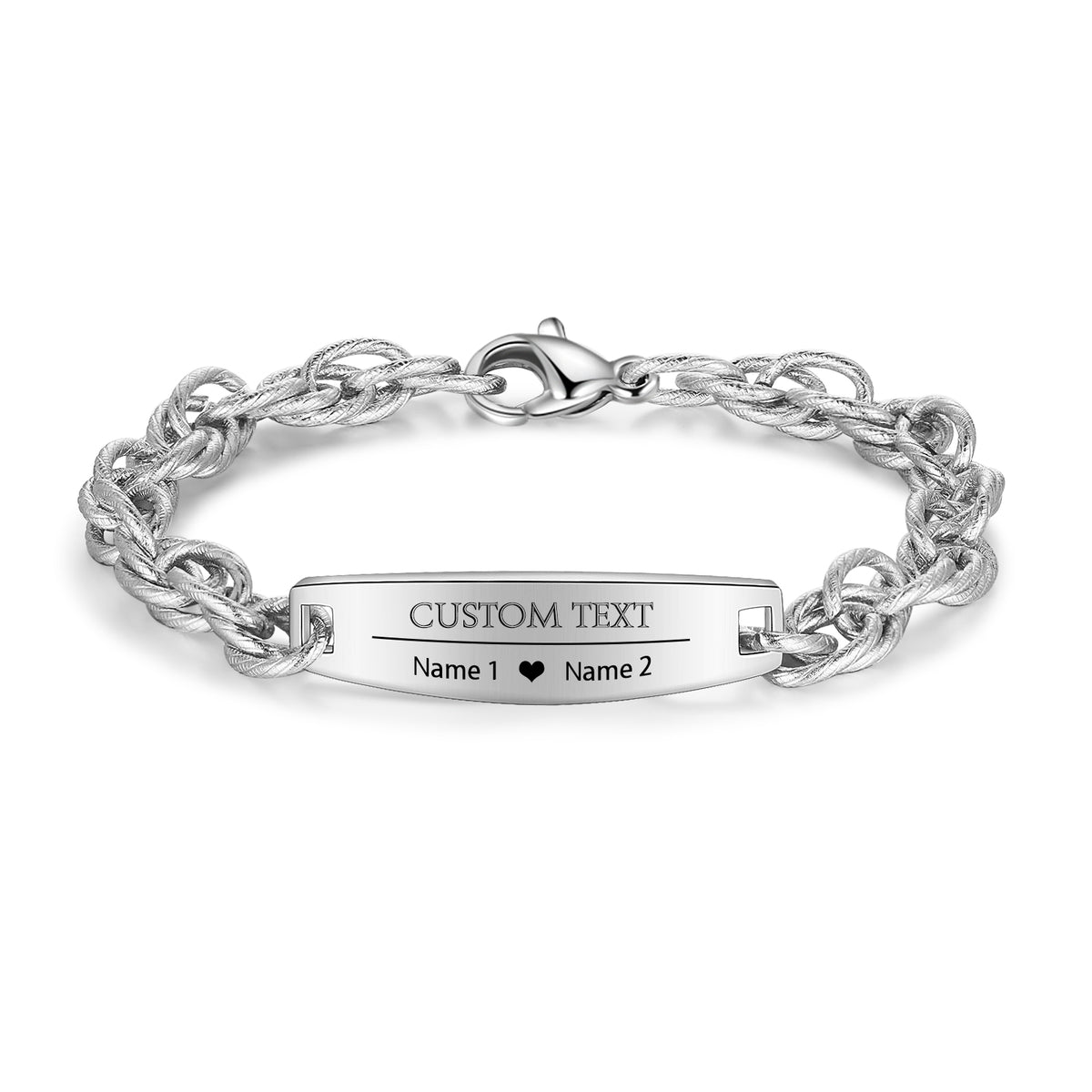 Men's Chunky Cable Chain Photo and Name ID Bracelet