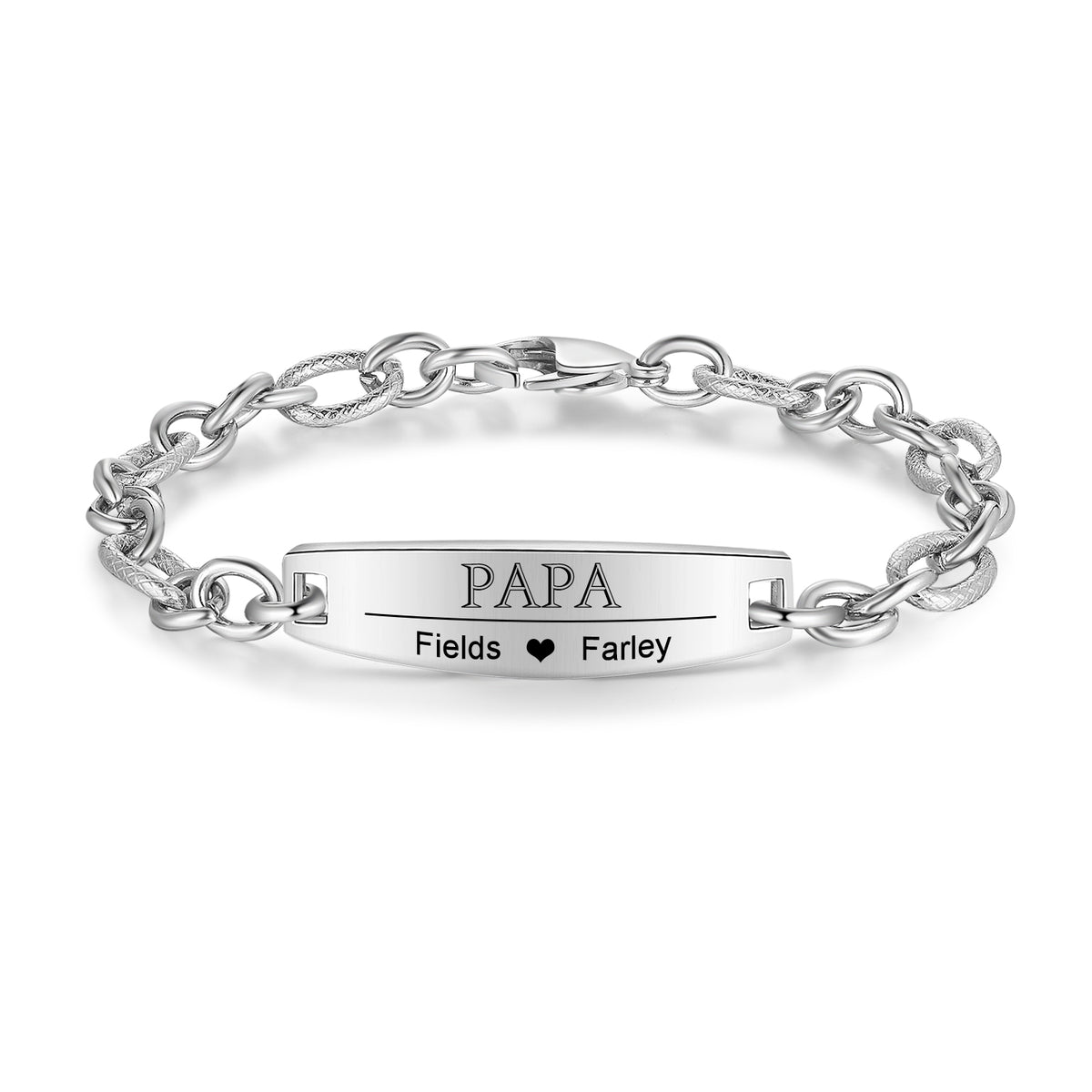 Men's Cable Chain Photo and Name ID Bracelet