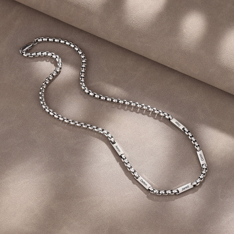 Men's Name Bar Link Chain Necklace