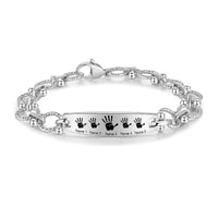 Men's Handprint Family Name Bead Link Bracelet