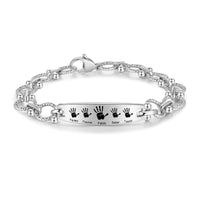 Men's Handprint Family Name Bead Link Bracelet