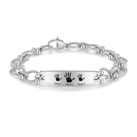 Men's Handprint Family Name Bead Link Bracelet