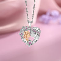 Mother and Daughter Floral Heart Name Necklace