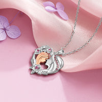 Mother and Daughter Floral Heart Name Necklace