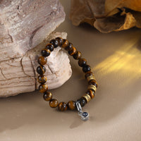 Tiger Eye Bracelet with Photo Projection Charm