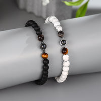 Black Lava Stone Photo Projection Bracelet