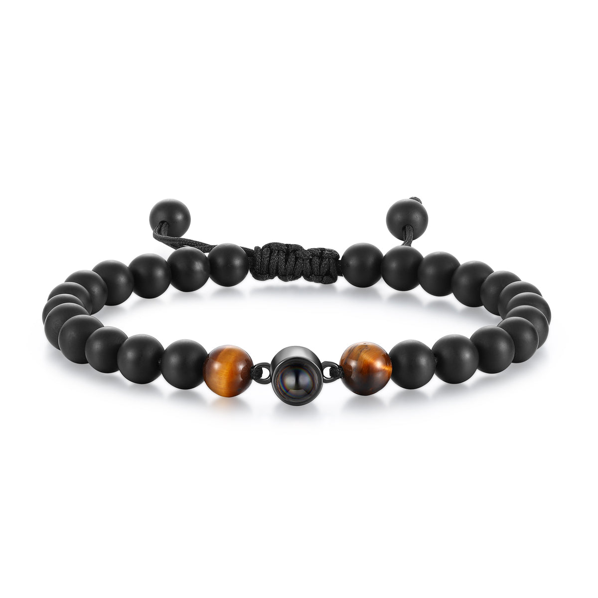 Black Lava Stone Photo Projection Bracelet